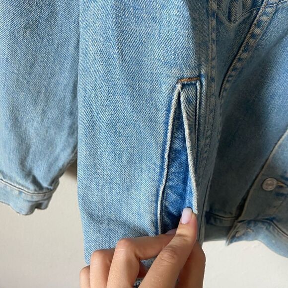Mother The Drop It Drifter Denim Zebra Blue Jacket Oversized Size XL - Picture 7 of 9
